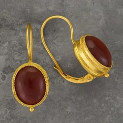 Exquisite Women Gold Plated Red CZ Stud Earrings for Princess Party Wedding Engagement Christmas Jewelry