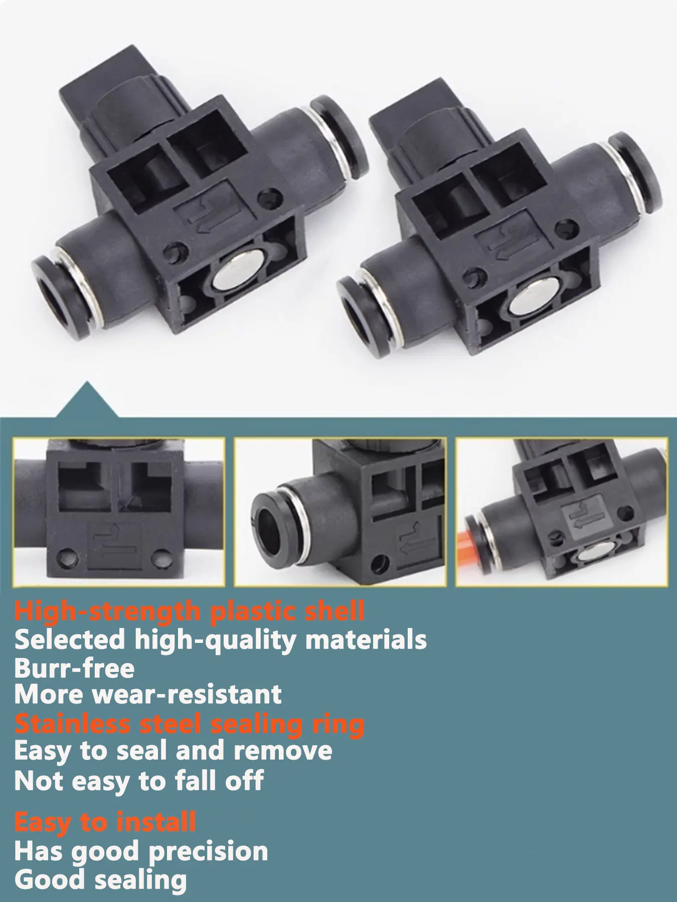 2 قطعة HVFF سلسلة هوائي صمام اليد دليل اغلاق صمام ل PU أنبوب 6/ 8/ 10/ 12 مللي متر توصيل سريع صمام الهواء المضمن #6