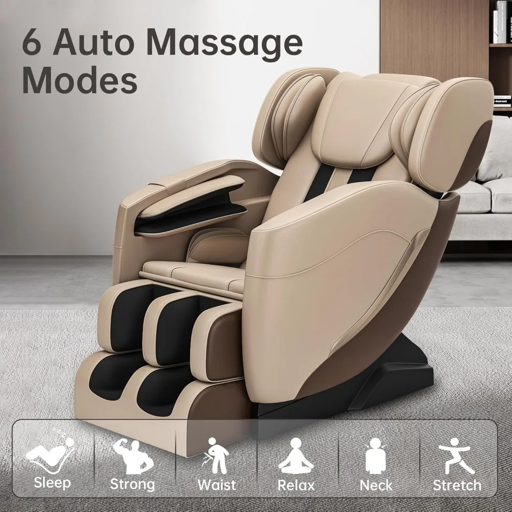 Full Body Zero Gravity Massage Chair with Auto Modes, 8 Fix Point Rollers, Bluetooth, Foot Massage, Christmas Gift for Parents