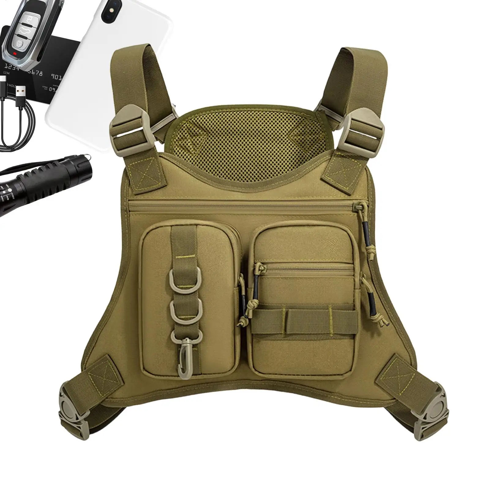 

Мужская функциональная нагрудная сумка-жилет для активного отдыха, легкая сумка-рюкзак для велоспорта, кемпинга и бега