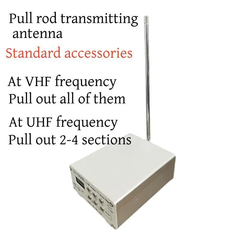2W analog TV transmitter VHF/UHF frequency band selectable transmitter frequency power adjustable supports HDMI/CVBS signal inpu