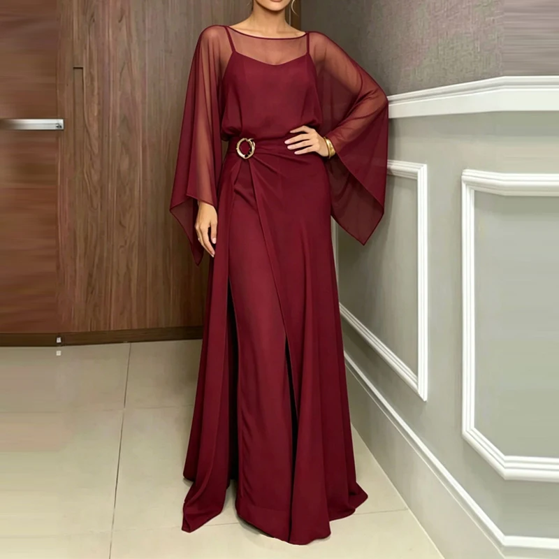 

Fashion O-neck Cover Up Rompers Elegant Simple Off Shoulder Long Jumpsuit Women Casual Long Sleeve Solid Draped Party Playsuits