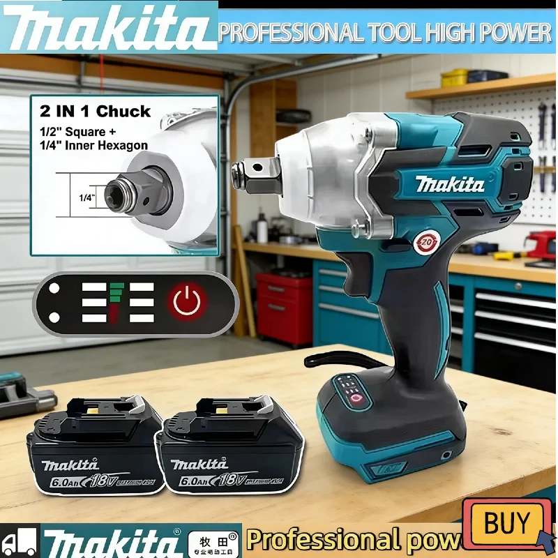

Аккумуляторный ударный гайковерт Makita DTW600 18В с высоким крутящим моментом, бесщеточный, для авторемонта, электроинструмент