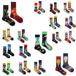 Meias de algodão unissex para homens e mulheres Mystery Alien Socks, meias de tubo médio alto, cowboy, palhaço bomba, maré AB original, 1 par