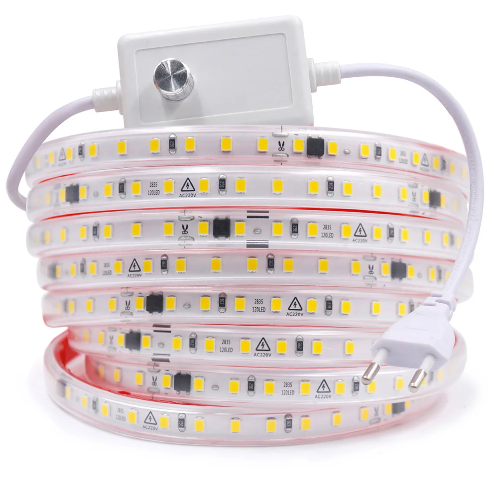 Imagem -04 - Impermeável Led Strip Light com ic Fita Flexível da Lâmpada Iluminação Home Branco ac 220v Ip67 120 Leds 0.5m 1m 2m 5m 10m 20m 50m