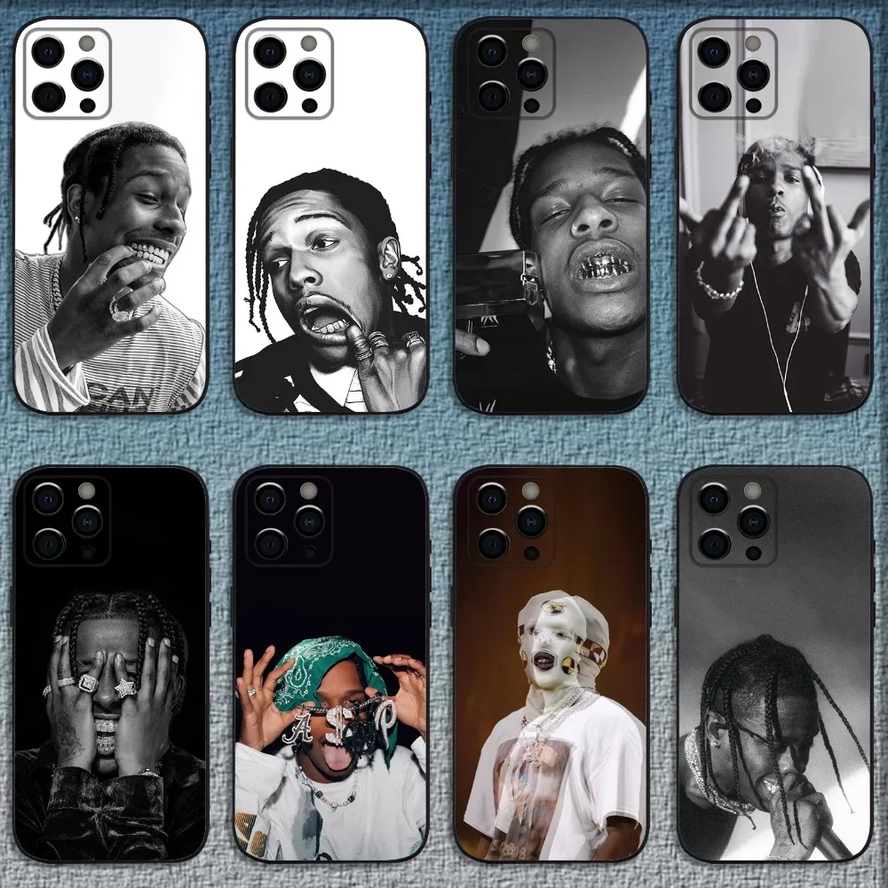 Rapper ASAP Rocky Phone Case For iPhone 16,15,14,13,12,11,Pro,X,XS,Max,XR,Plus,Mini Soft Black Cover