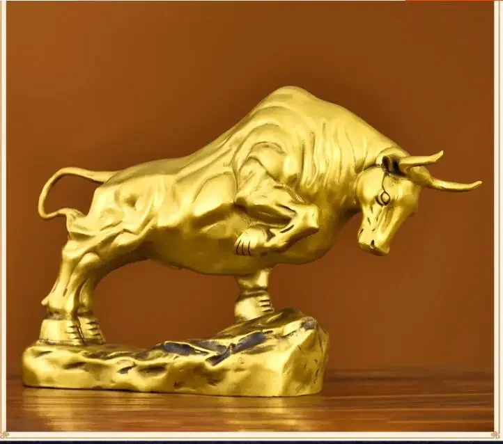 

2023 foreign business guest company office boss GIFT High grade lucky gold copper bull Ornament Lucky Sculpture BAR Living ROOM