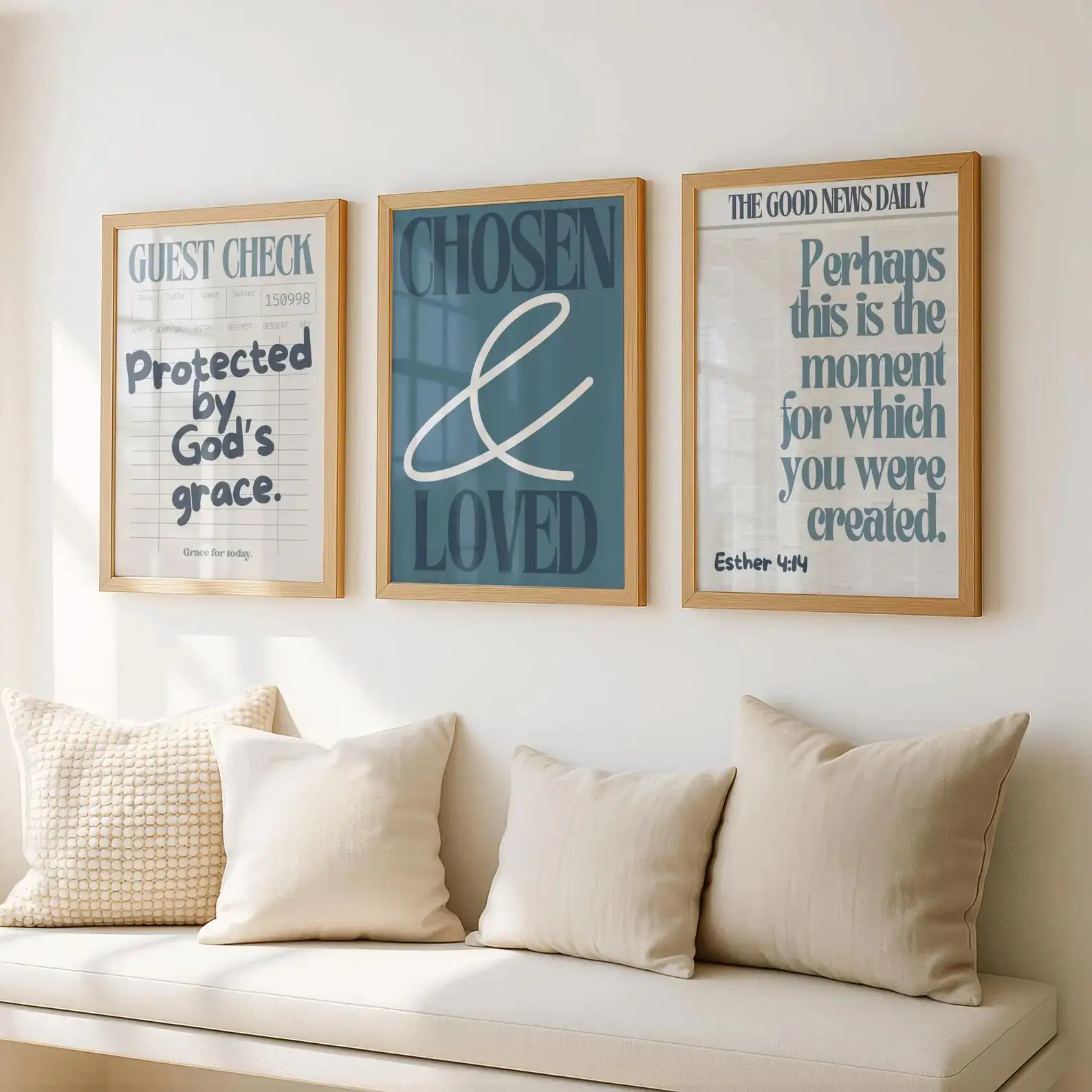 Christian Bible Verse Chosen & Loved Wall Art Print Canvas Painting Poster Picture For Living Room,Bedroom,Restaurant Home Decor