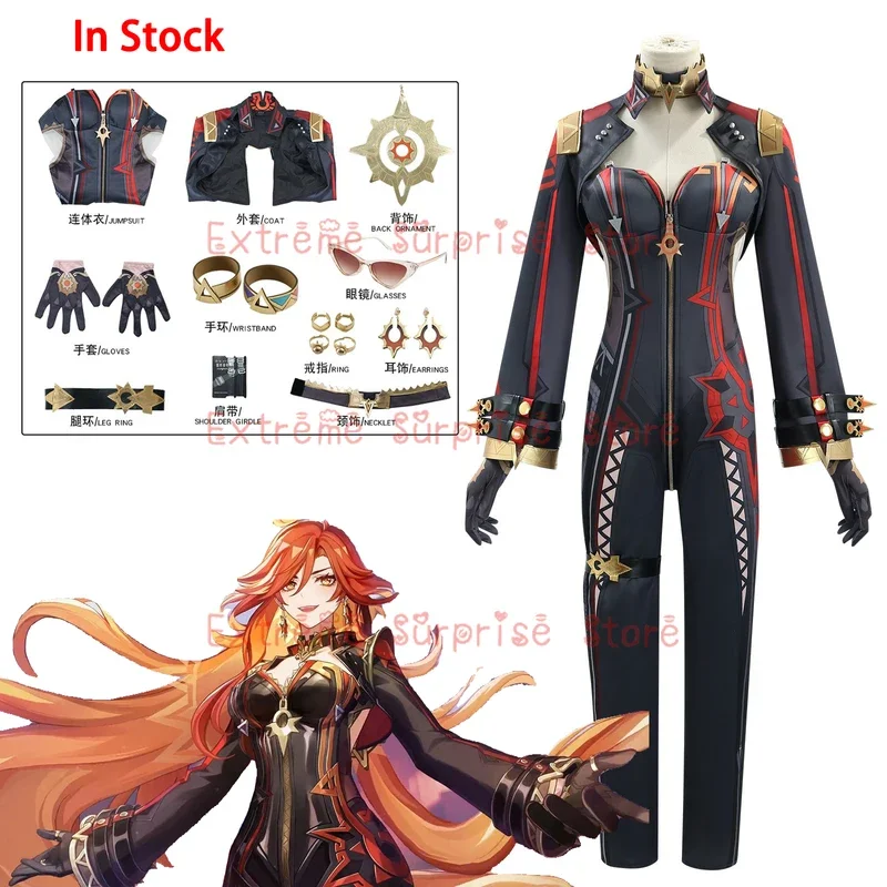 SN55In Stock Mavuika Costume Cosplay Set completi Genshin Impact Gioco Mavuika Parrucca Cosplay Scarpe Abiti Anime Cosplay $ 5Q @ 1