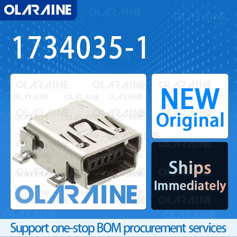 10/50/100Pcs 1734035-1 100% brand new and original IC chip USB connector 5 Contact 1 A 30 VAC