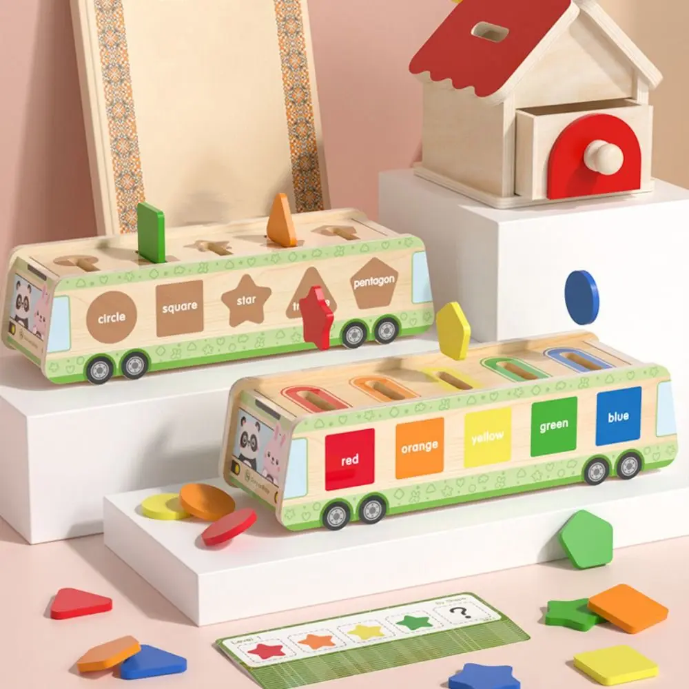 Scatola di smistamento delle forme in legno con cognizione geometrica Montessori Gioco da tavolo multicolore per l'ordinamento delle forme e dei colori per l'educazione precoce