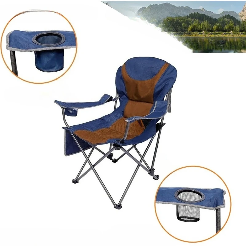 

l Large Outdoor Adjustable Camping Chair Folding Lawn Chair Adult Comfort Camping Chair with Cup Holder and Side Pockets