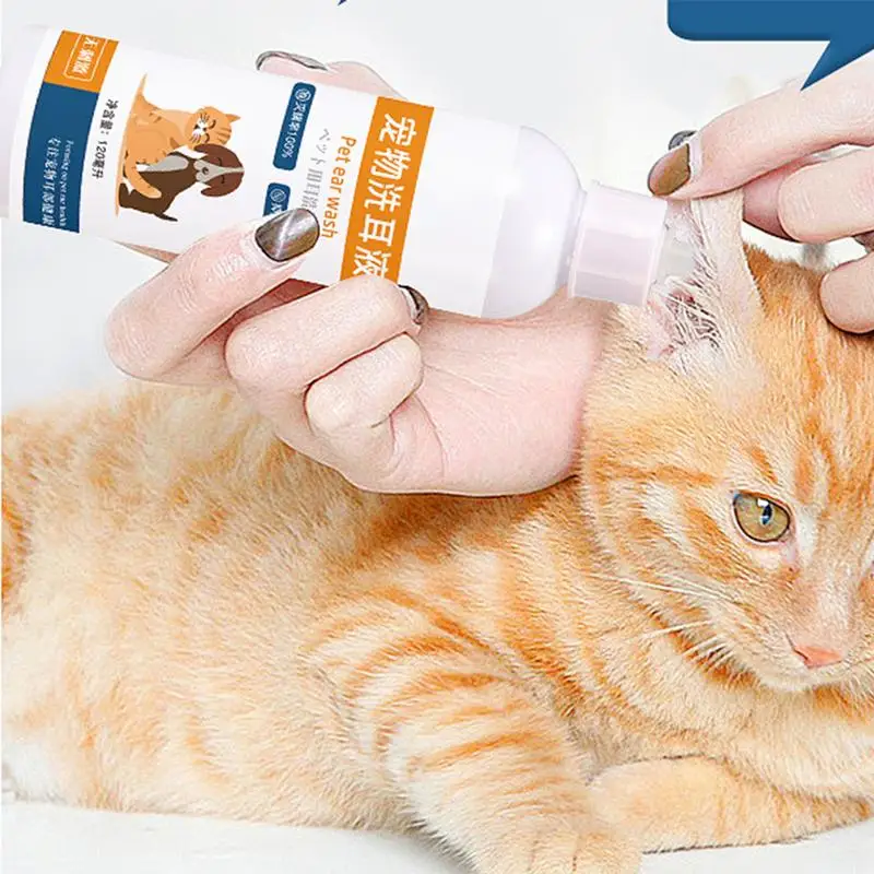 Ear Drops For Cats Pet Ear Cleaning Drops 120ml Ear Rinse Gentle Dog Ear Drops Pet Ear Cleaner For Dogs Cats Puppy Kitten