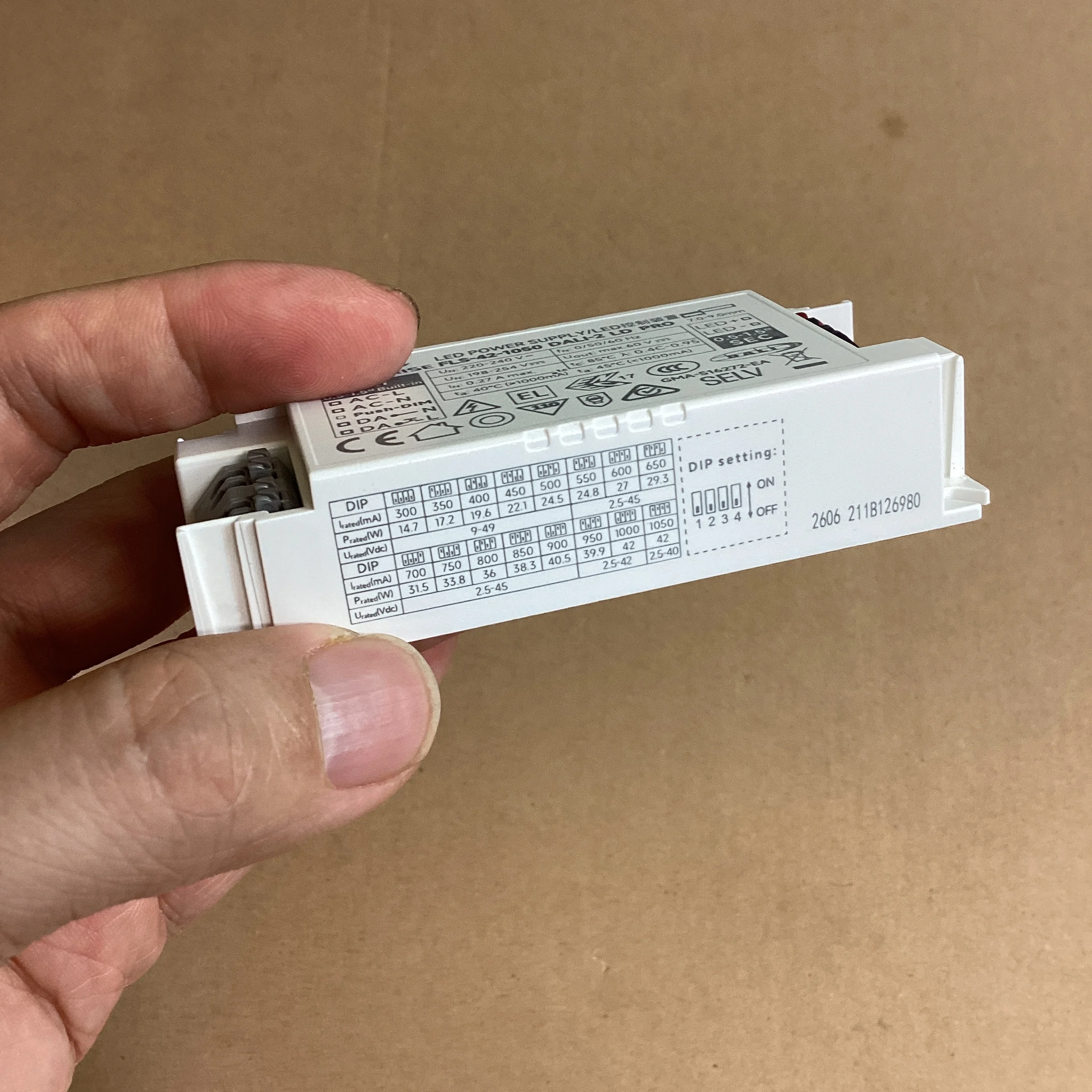 EAGLERISE FLS-42-1050 DALI-2 LD PRO, 22mm Height Ultra Thin 42W Built-in Constant Current LED Driver 300mA-1050mA