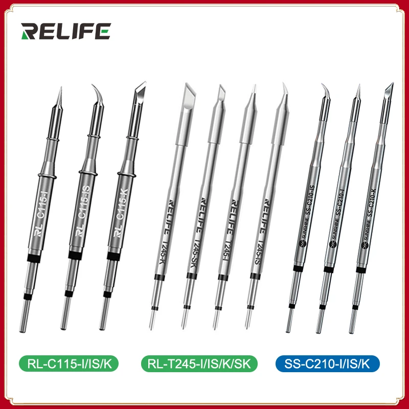 RELIFE C210 C245 C115 Soldering Iron Tips Lead Free Heating Core Compatible JBC Sugon Aifen Aixun soldering station Handle