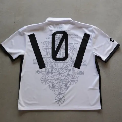 Y2K polo con stampa grafica a sublimazione retrò tendenza etichetta ricamata EVA maglia bianca vestibilità ampia uomo donna camicia casual hip hop