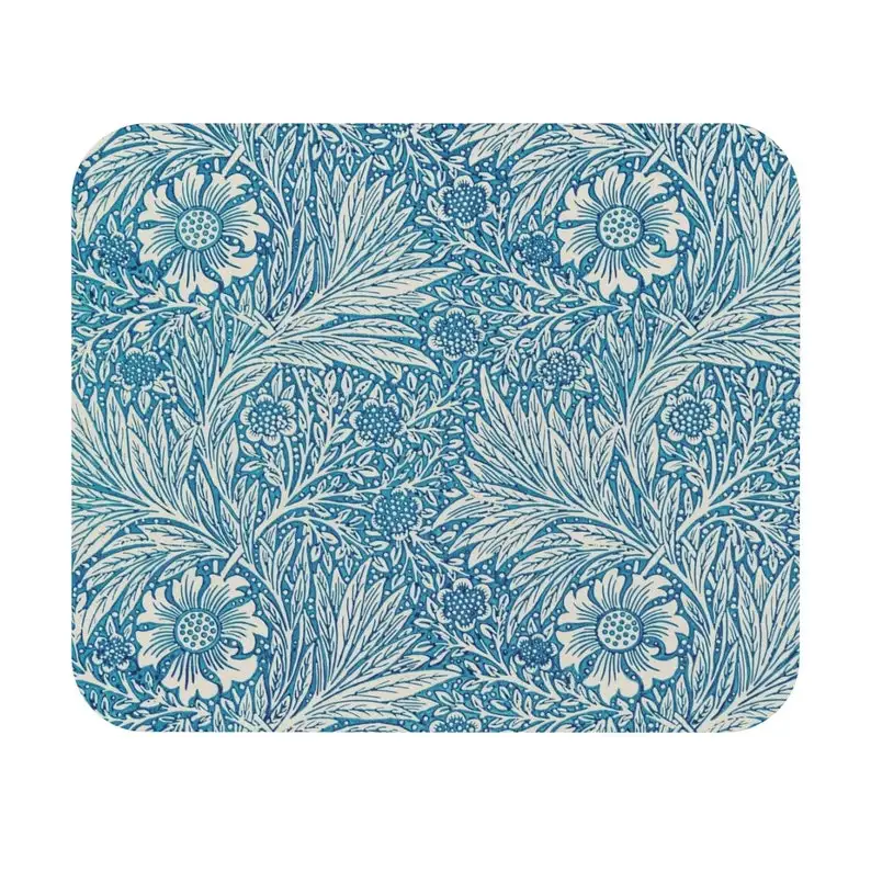 

Blue Marigold Mouse Pad Plant Illustration Flower Vintage Art Desktops Office Desk Accessories Mouse Carpet Office Gadgets