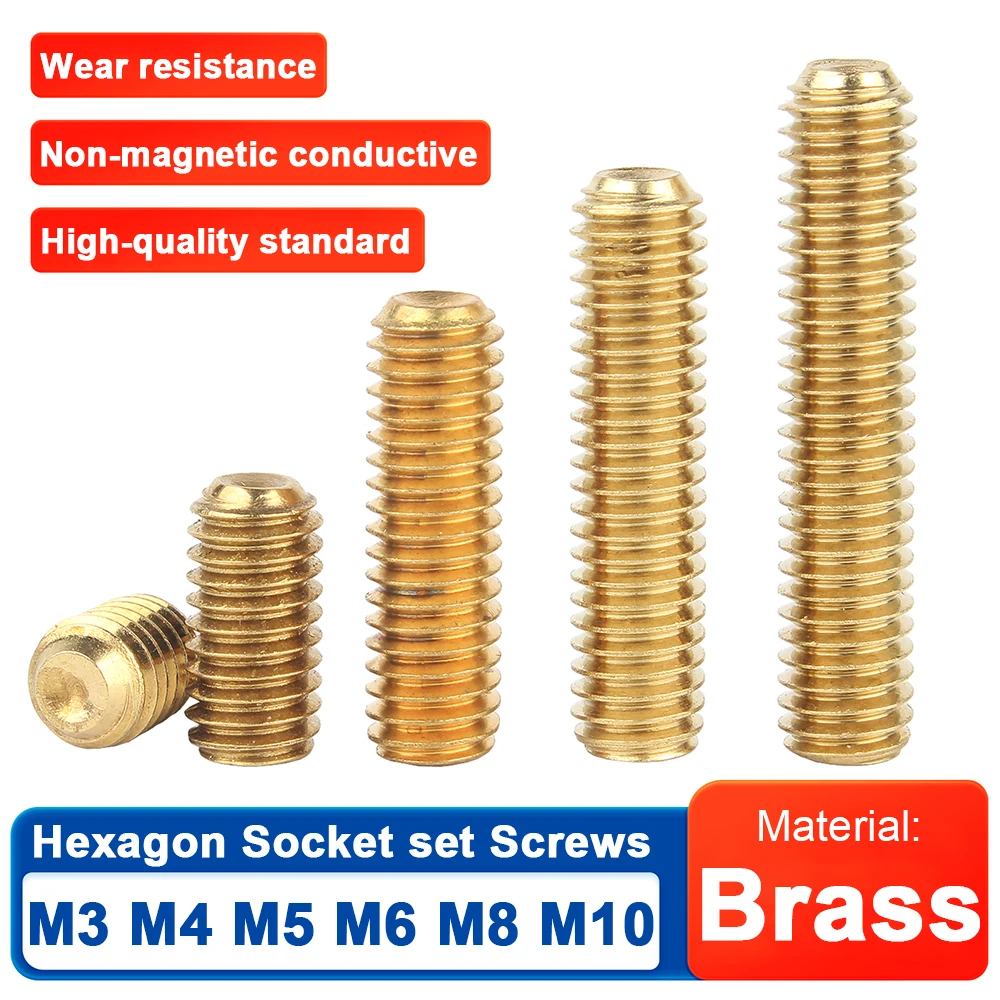 

Brass Grub Screws Cup Point Allen Hexagon Socket set Screws Without head Brass Recessed set screws M3 M4 M5 M6 M8 M10
