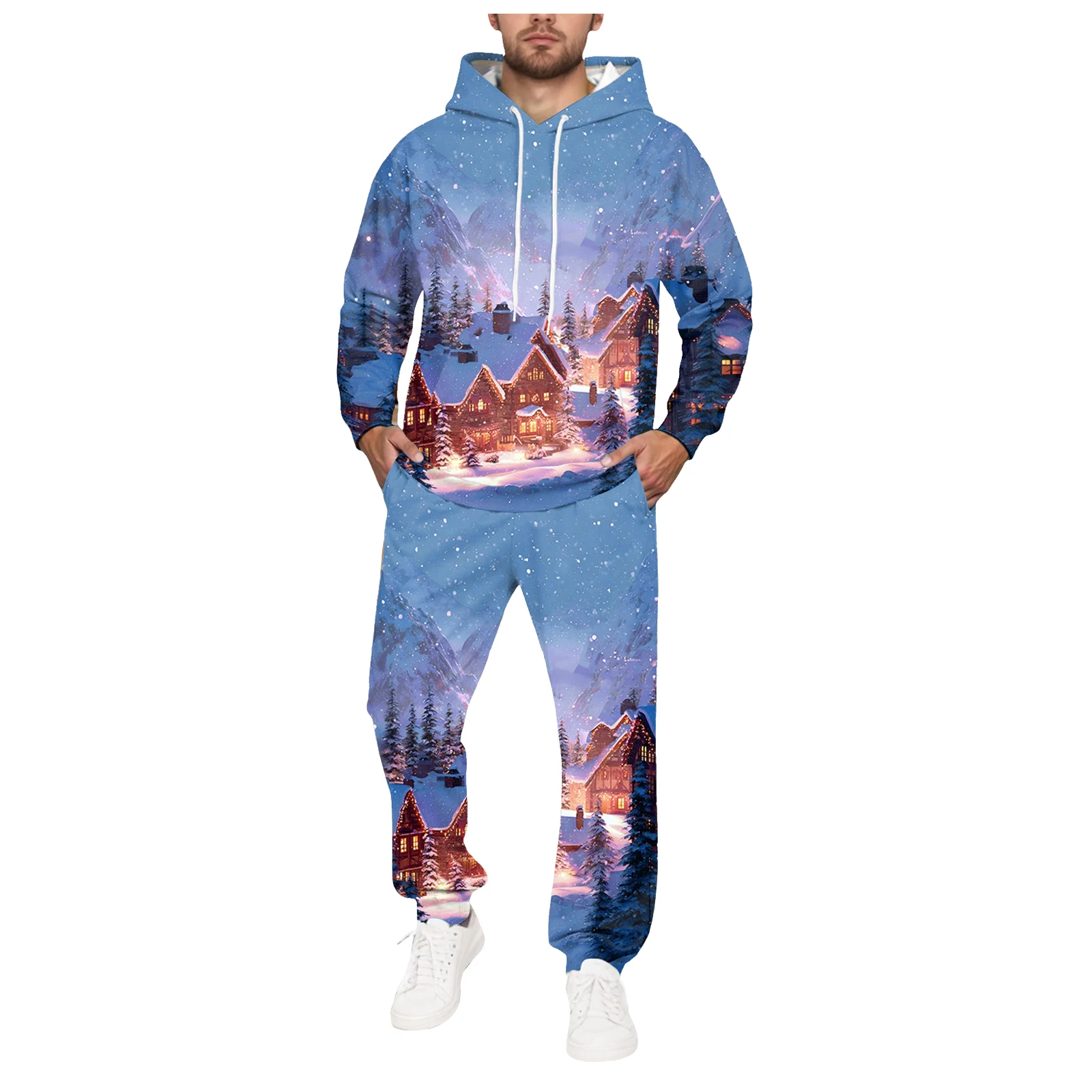 

Kan Sui Men's Fleece Lined Pocket Drawstring Hoodless Sweatshirt And Pocket Drawstring Sweatpants Suit Christmas Mens Suit 44l