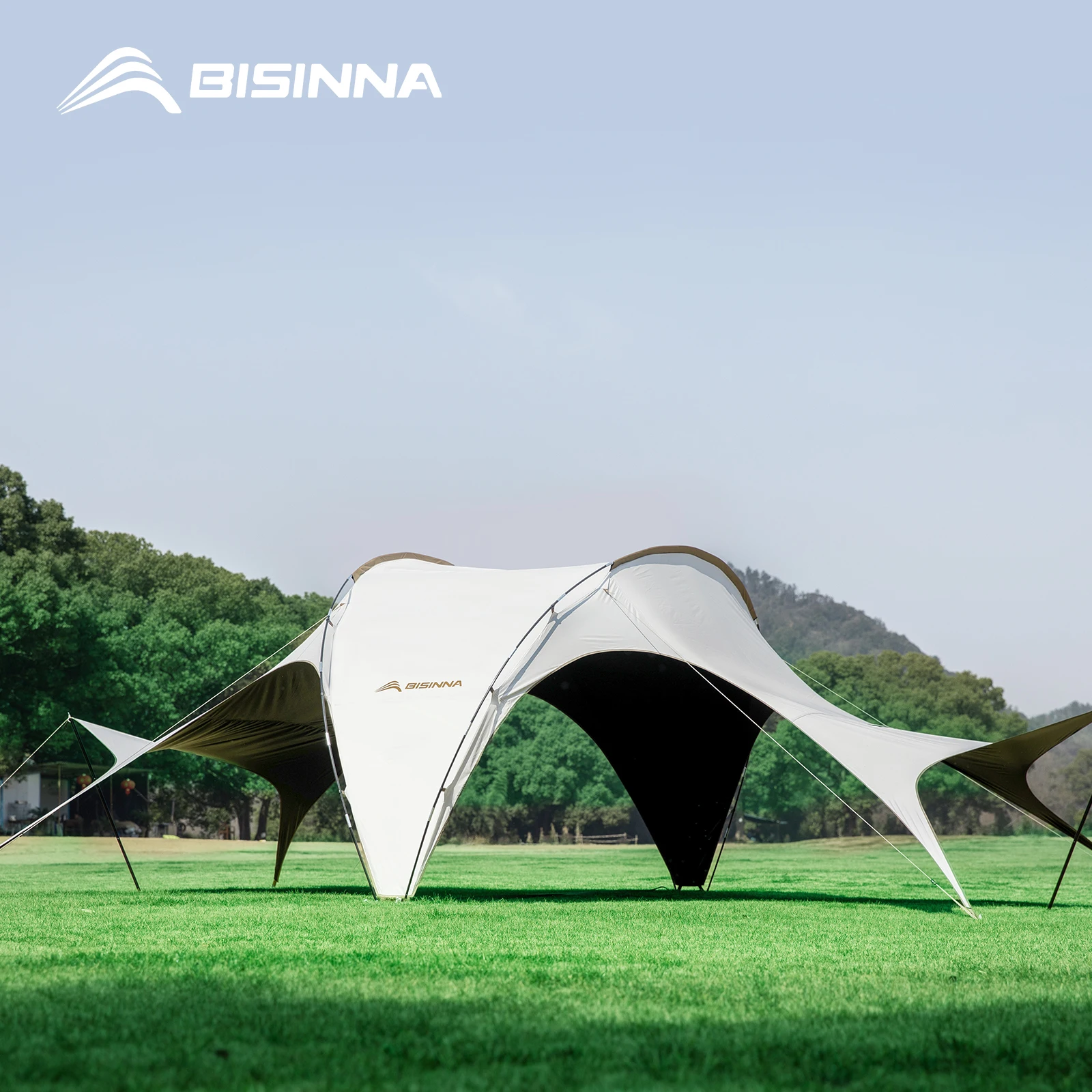 BISINNA-candelera con revestimiento negro para acampada, toldo grande resistente a la lluvia y a los rayos UV, sombrilla, refugio solar de mariposa, suministros para jardín y playa