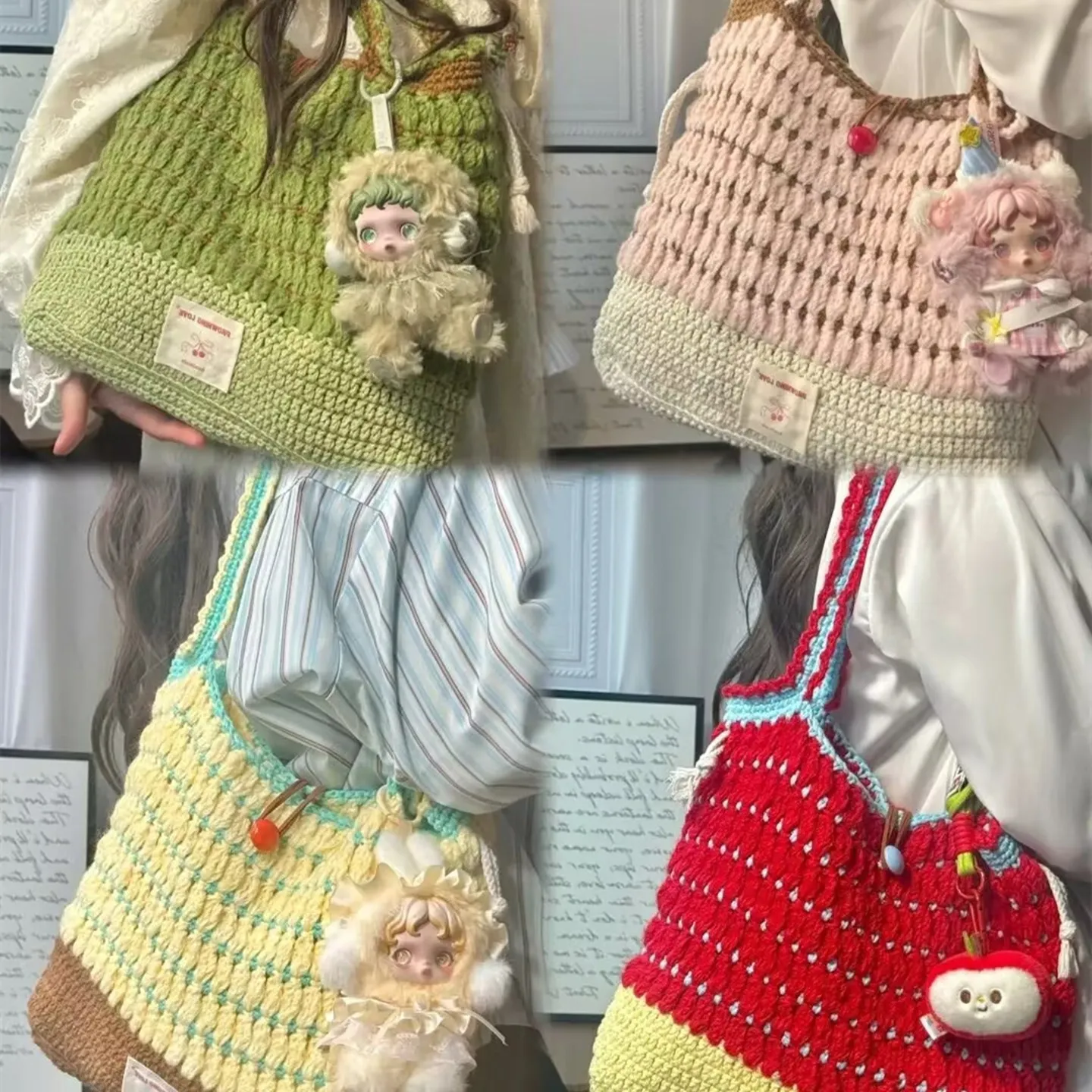 

Handwoven Tri-Color Milk Foam oulder Bag Material Colion Color Bag Single oulder Fabric for Autumn Season Accories