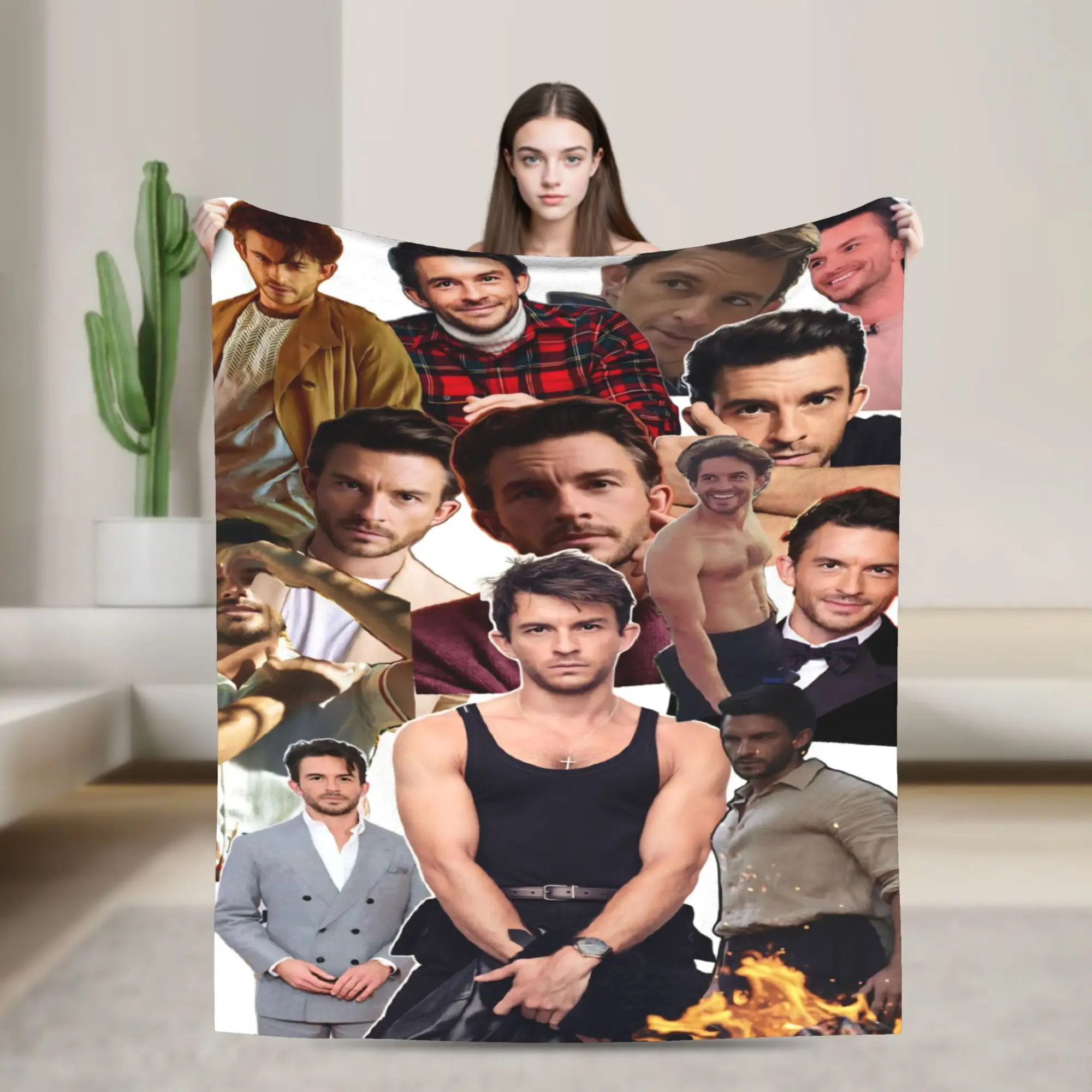 Jonathan Bailey Actor Knitted Blanket Comedy Fuzzy Throw Blanket Summer Air Conditioning Personalised Soft Warm Bedspreads