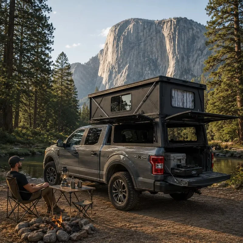 FL Customized Pop up Truck Bed Pickup Canopy Rooftop Tent Aluminum Camper for Overland Travel  Family Camping