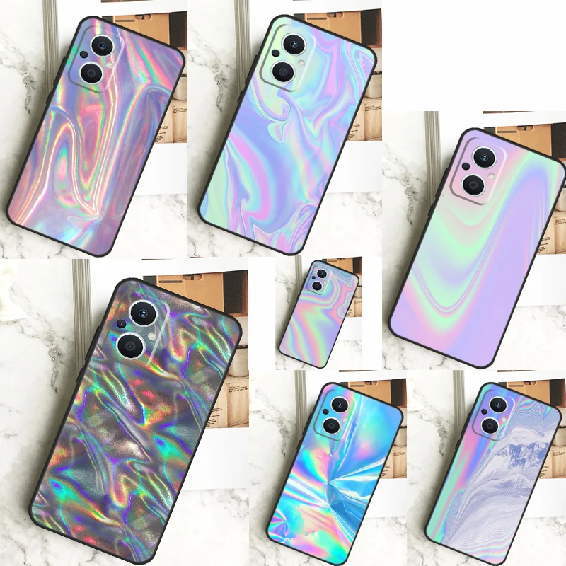 Rainbow Holographic Iridescence Case For OPPO Reno 10 Pro 11 F 4 5 6 7 8 Lite 4Z 5Z 8T OPPO Find X5 X2 X3 Lite X6 Pro Cover