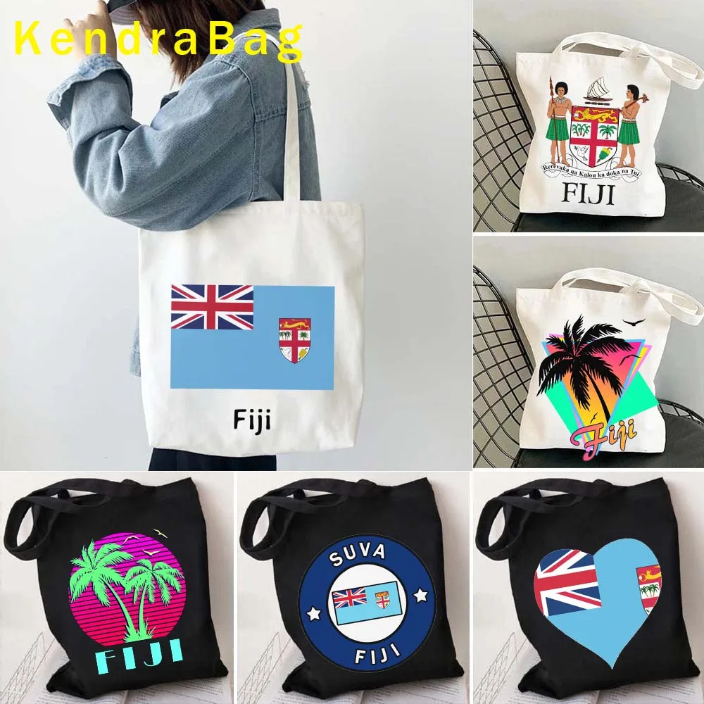 Arms of Fiji Country Map Flag Islands Sunset Fijian Emblem Tahiti Travel Poster Mosaic Oceania Fridge Canvas Totes Bags Handbags