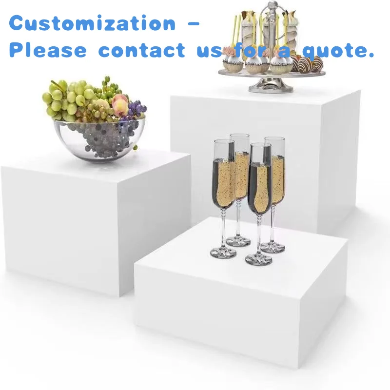 

На заказ.Белые акриловые стеллажи для розничного магазина. Квадратная подставка для еды. Дисплей для свадебных банкетов.