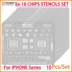 CPU BGA Reballing Stencil Kits Set For iPhone 16 15 14 11 Pro Max 12 13 Mini X XS XR 8 8P 7 6S A16 A15 A14 A13 A12 A11 A10 A9 A8