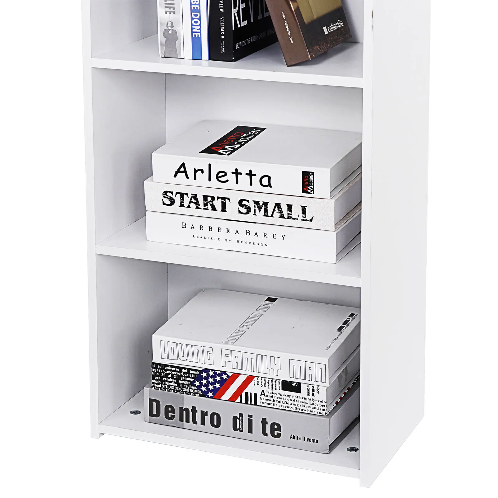 US Narrow Bookcase, 5-Tier Bookshelf, Wood Cube Storage, Freestanding Open Shelf, White Organizer