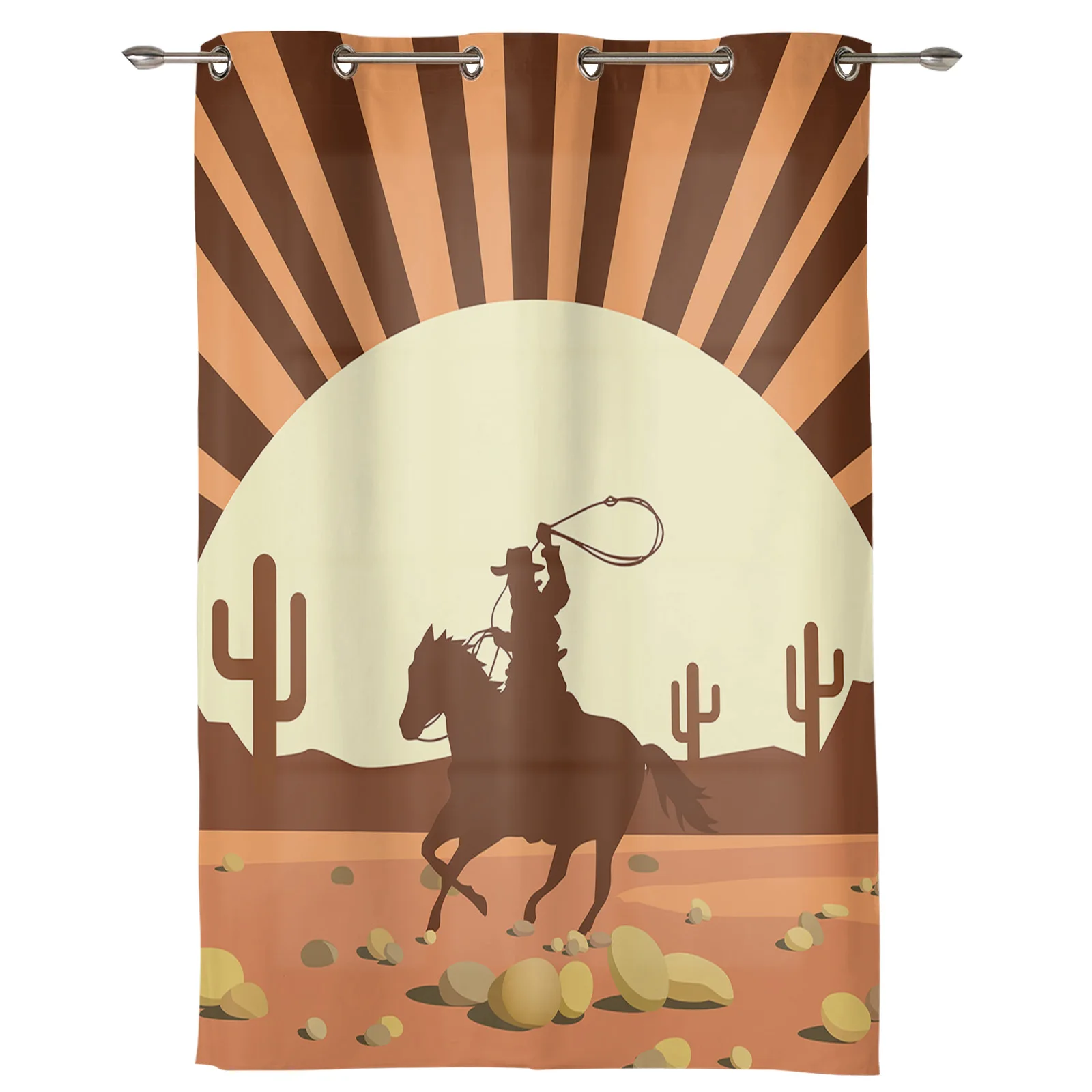 Western Cowboy Cactus Curtains for Living Room Bedroom Study Decor Curtain Modern Kitchen Window Curtains