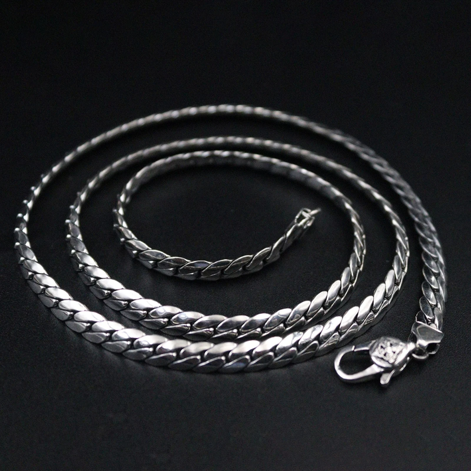 

925 Sterling Silver Necklace For Men Cuban Chain 5mmW Male's Chain 20-24''L with Lobster Clasp Gift