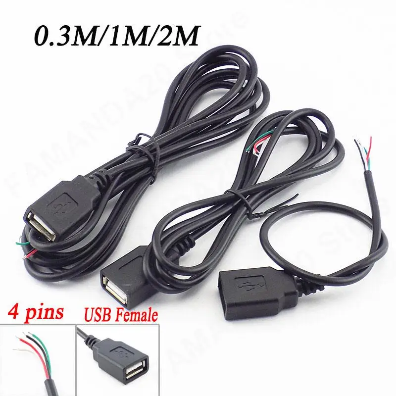 5V Micro USB 2.0 4 Pin Female Jack 4 Wire Connector extend Cable DIY Transport Data Power Charging Cord line Adapter m20
