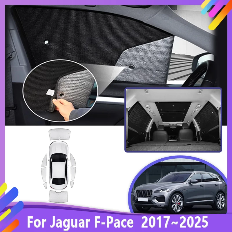 

Аксессуары для Jaguar F-Pace X761 2017-2025 2018 2019, автомобильный полный козырек, солнцезащитный крем, оконная занавеска, блокирующий УФ-солнцезащитный козырек, автомобильная часть