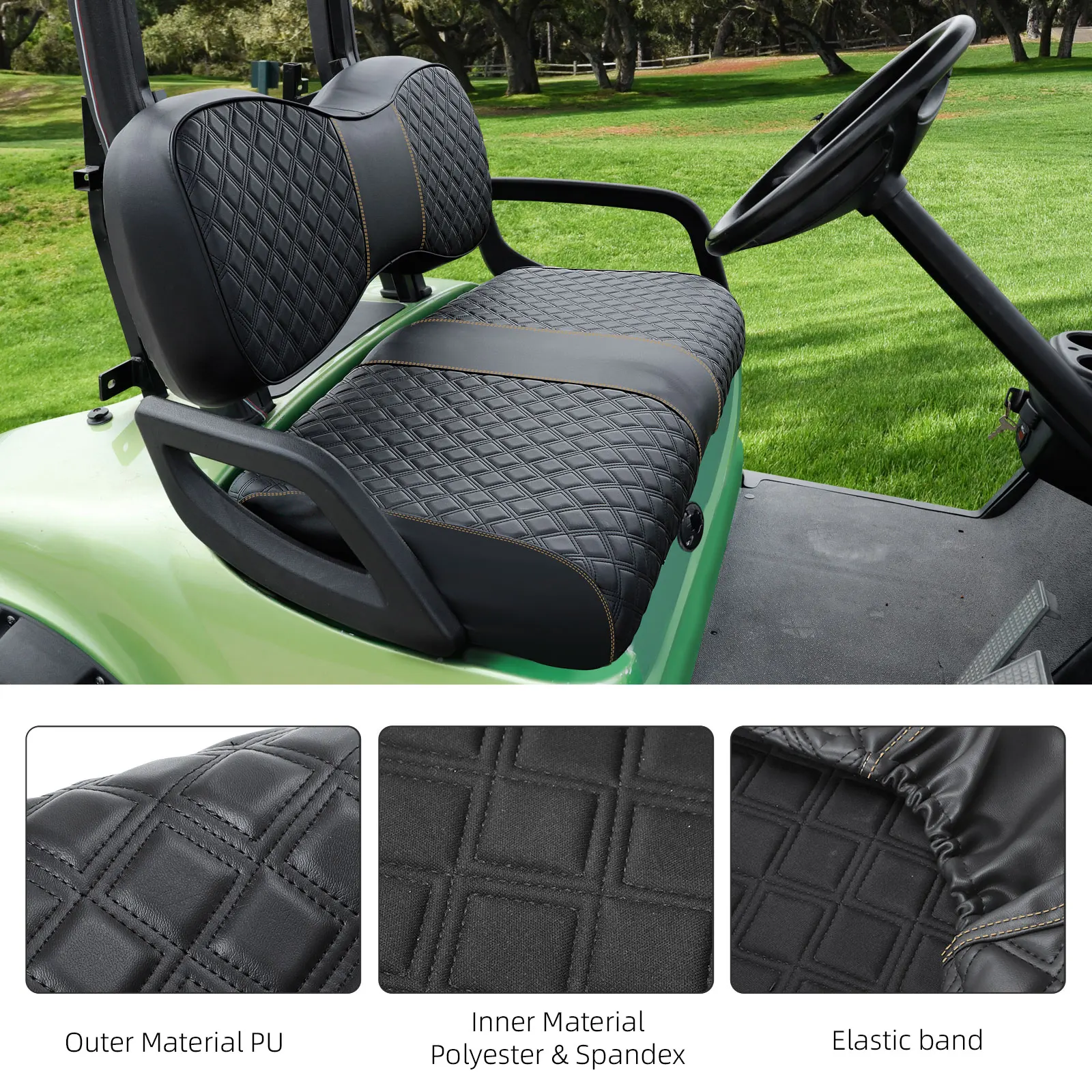 Roykaw Golf Cart Seat Covers Kit Compatible with Yamaha Drive/Drive2 OEM Ordinary Seat Cushion, Vinyl Material/Easy to Clean