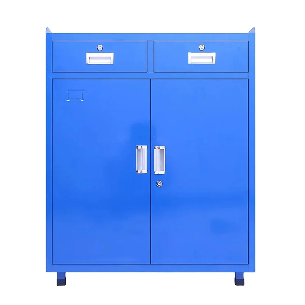 Blue Rolling Tool Cabinet With 2-Drawer Heavy Duty Metal Garage Storage For Warehouse Workshop
