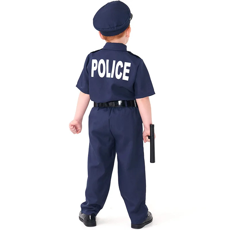 Police Officer Costume for Kids Boy Cop Swat Role Playing Outfits for Halloween Party