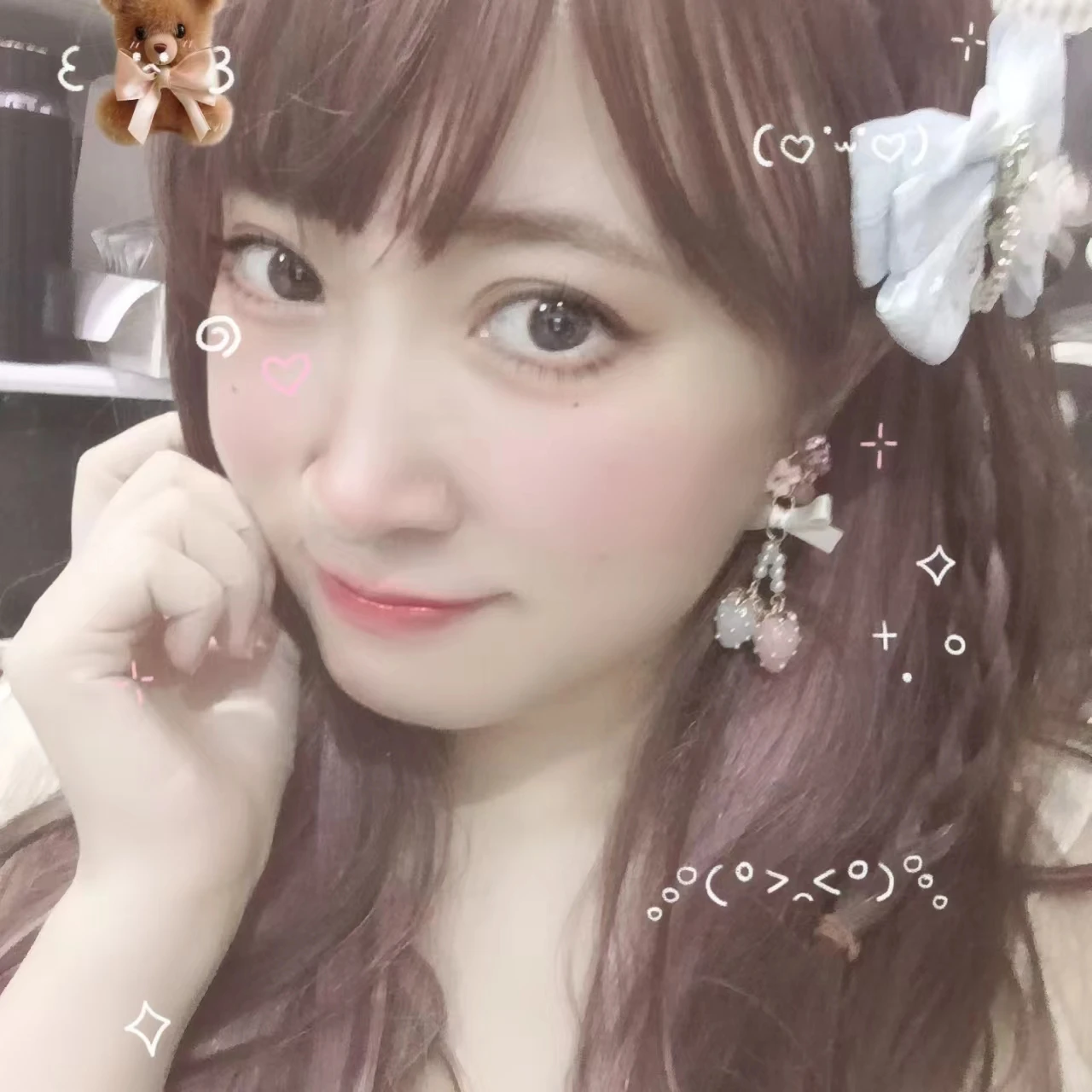 Japanese Handmade Sweet and Cute Strawberry Bow Diamond Flower Earrings Earrings Lolita Jewelry Girl Gift