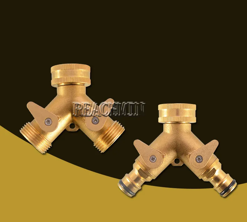 

Hose Pipe Splitter 3/4 Inch Brass 2 Way Valve Splitter Hose Pipe Tap Connectors for Garden Irrigation 2 Way Hose Pipe Splitter