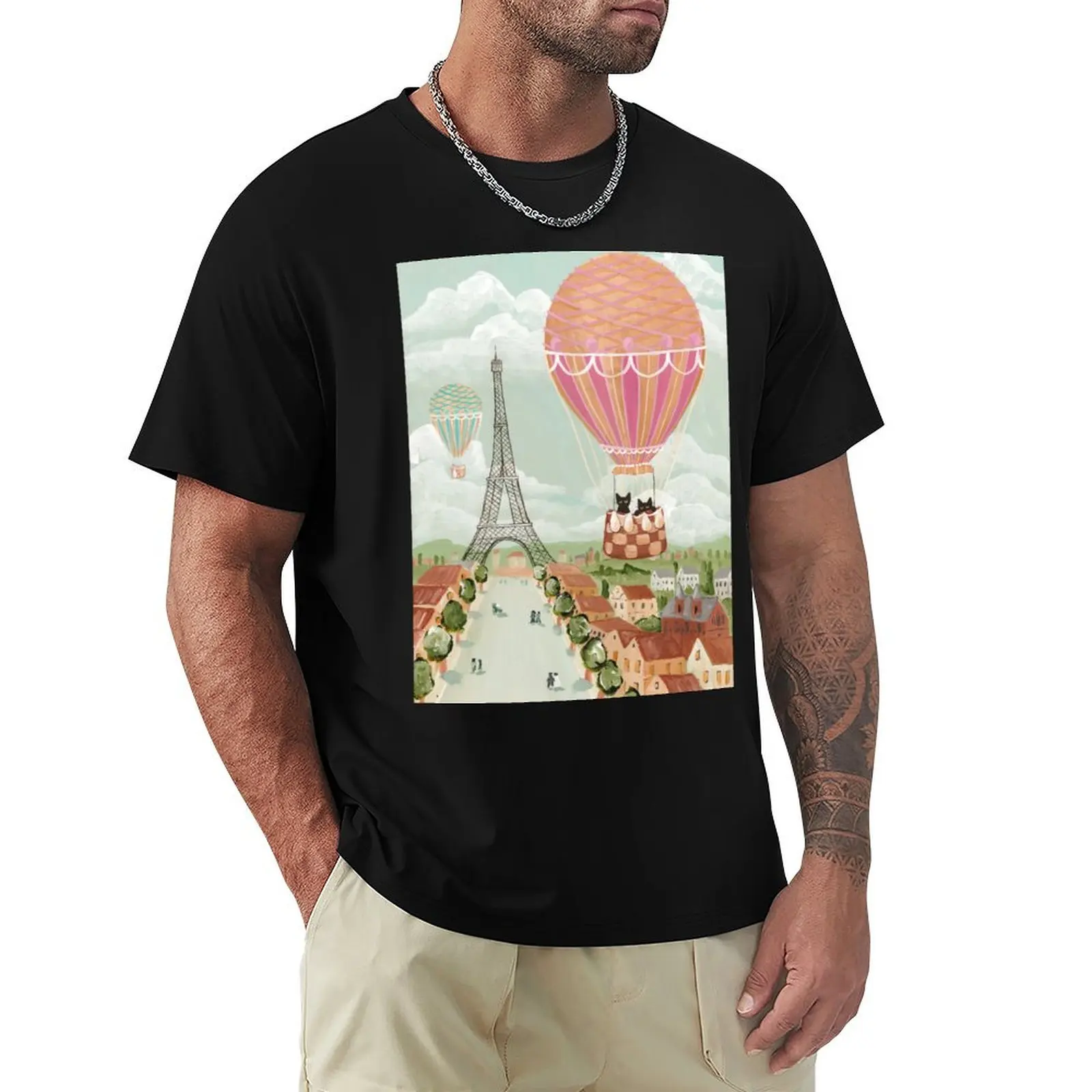 Hot Air Balloon Ride Cats T-Shirt t shirts for man pack white T-Shirt