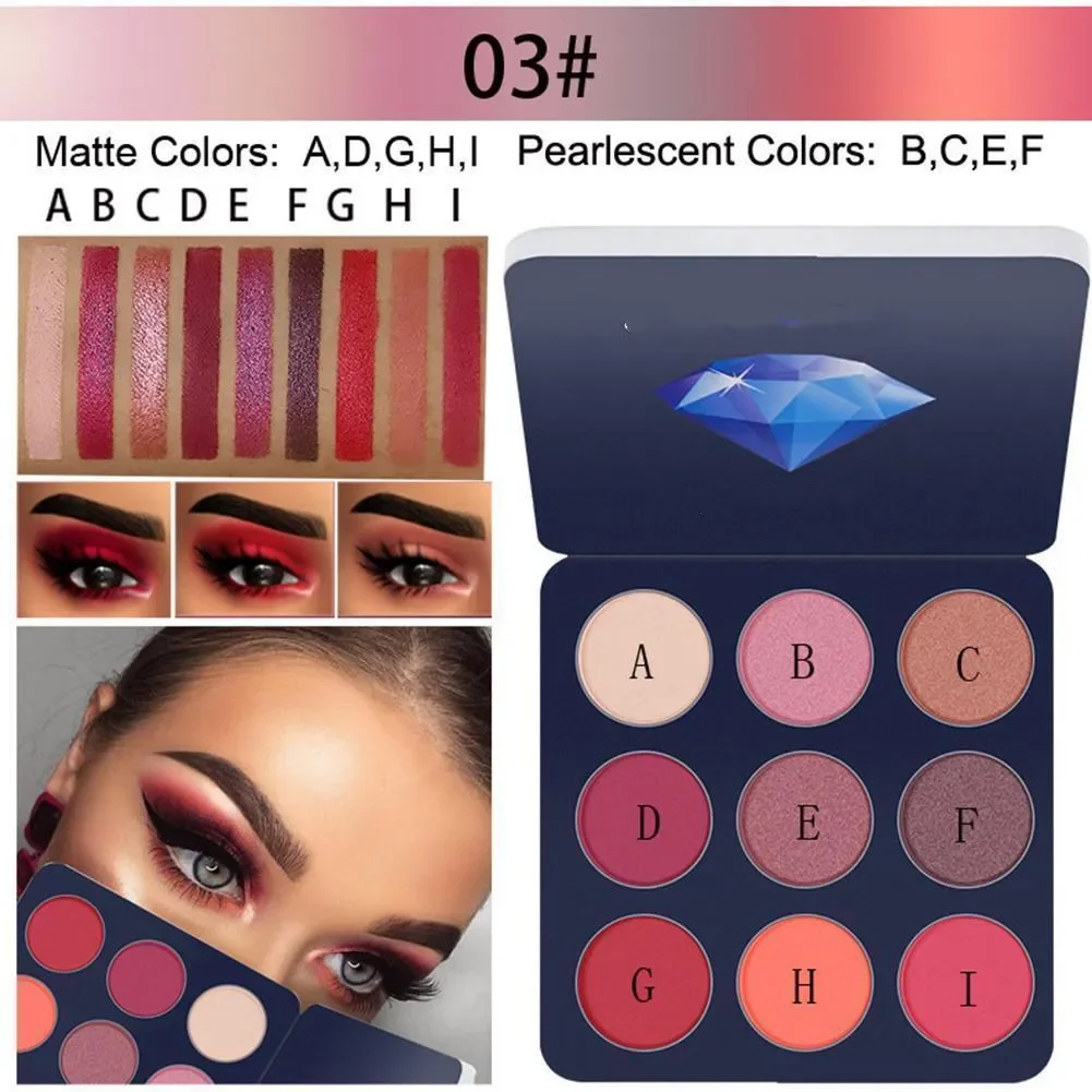 9 Colors Professional Matte Eyeshadow Palette Natural Waterproof Long Lasting Glitter Eyes Makeup Palette Cosmetic Makeup