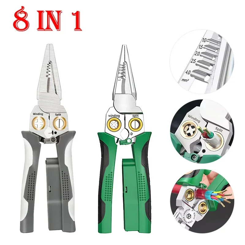 Wire Stripper Tools Multitool Cable Cutter Electrician Cable Stripping Crimping Pliers Terminal with Electricity Tester Function