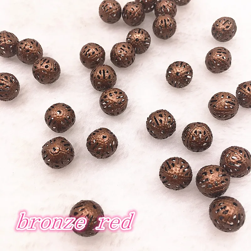 150-30pcs 4/6/8/10mm Hollow Ball Flower Beads Metal Charms Spacer Beads for Jewelry Making Diy Handmade Accessories