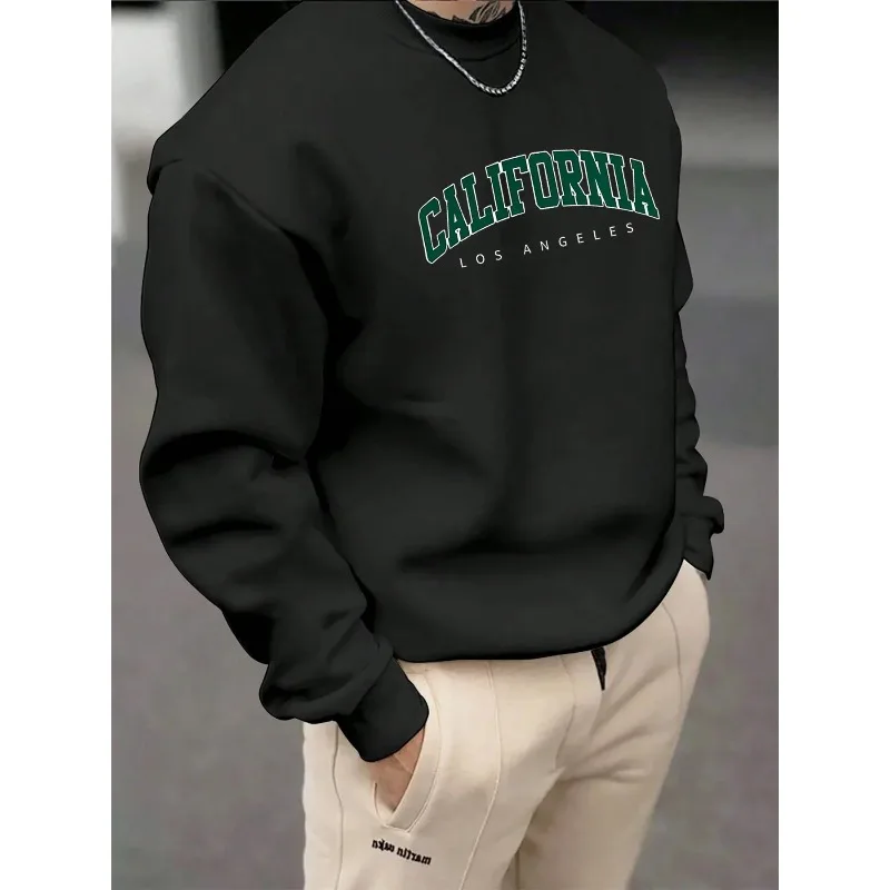 سترة بقلنسوة برقبة دائرية بحروف كاليفورنيا للجنسين من العلامة التجارية العصرية لعام 2025 لفصل الربيع والخريف، بلوزة فضفاضة وغير رسمية متعددة الاستخدامات