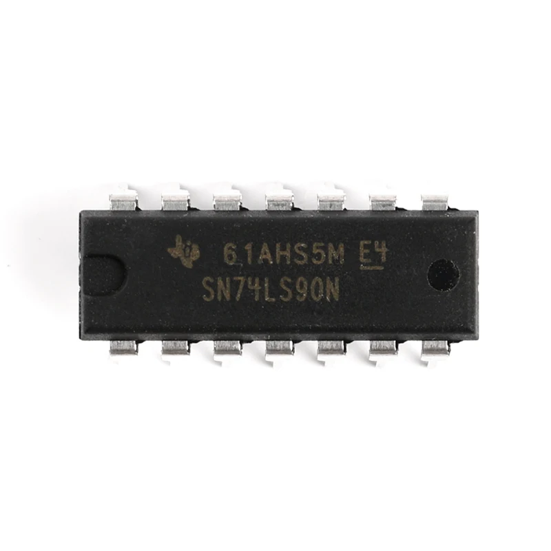 Original Autêntico Decimal Counter Chip, Straight Plug, SN74LS90N, DIP-14, pode ser diretamente conectado, 2 e 5 Frequency Division, 10PCs