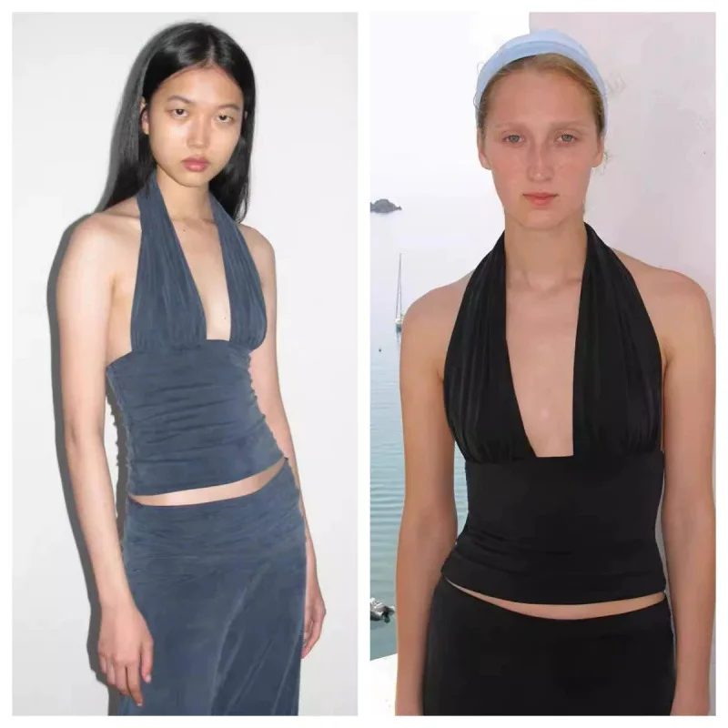 

Paloma Wool Versatile Smooth Comfortable Multi-Color Strap Elastic Faionable V-Ne Women's Summer Vest Faionable Bs...