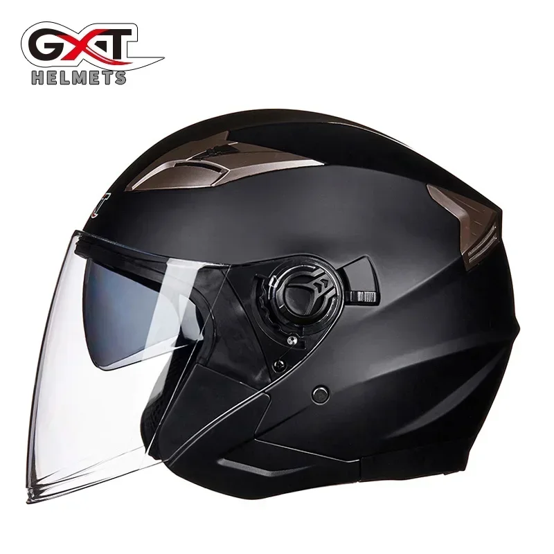 New GXT Summer Double Lens Motorcycle Helmets Open Face Electric Safety Helmet Detachable Inner Substrate Base