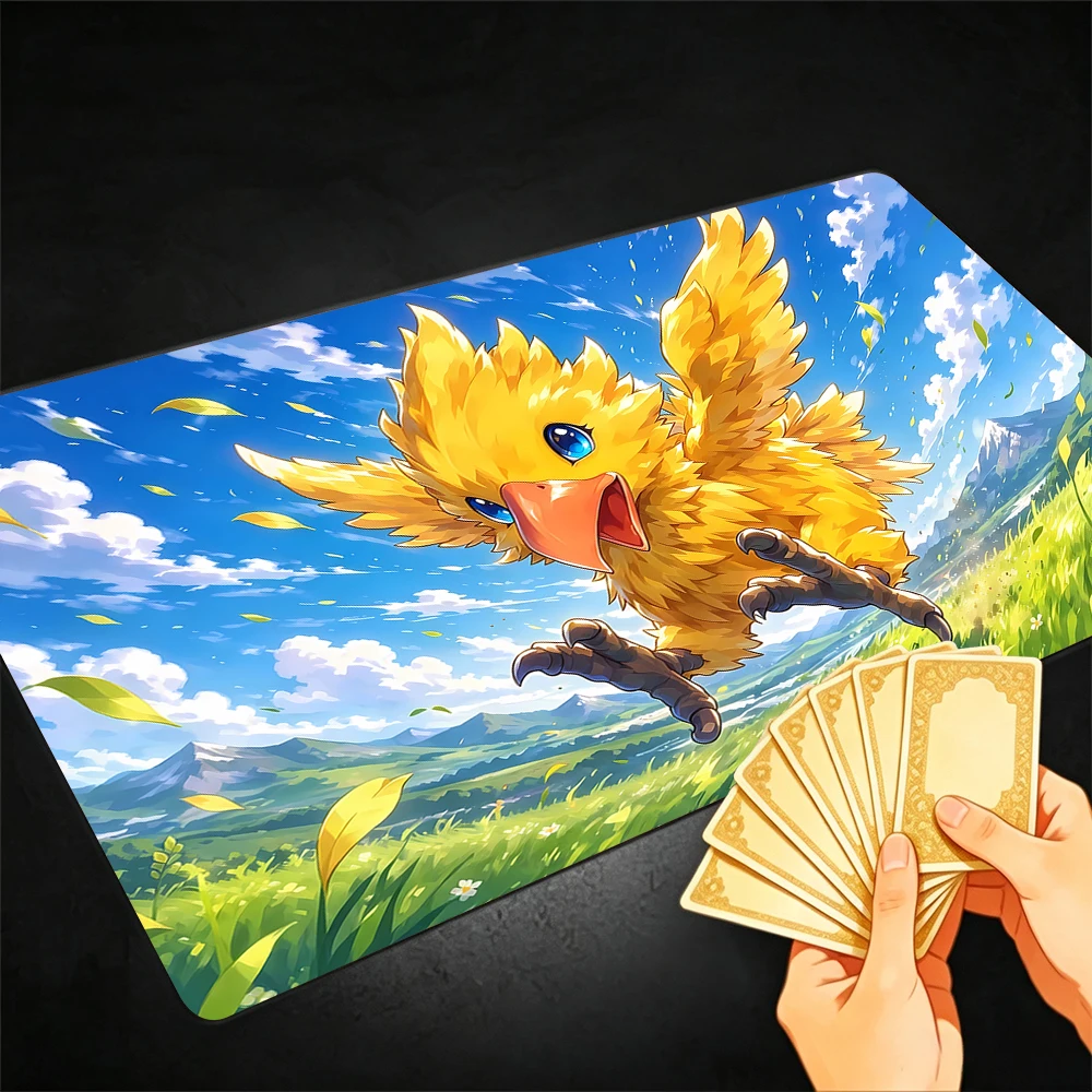 Happy Little Yellow Bird TCG Playmat Magic Playmat Gathering Gaming Mat with Stitched Edge Anti-slip base Trading Card Game